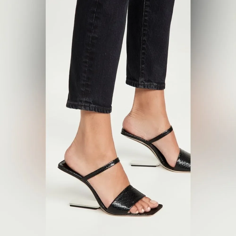 Cult Gaia BLACK Rene Cut-Out Heel Sandals, x Revolve, New, Size 37